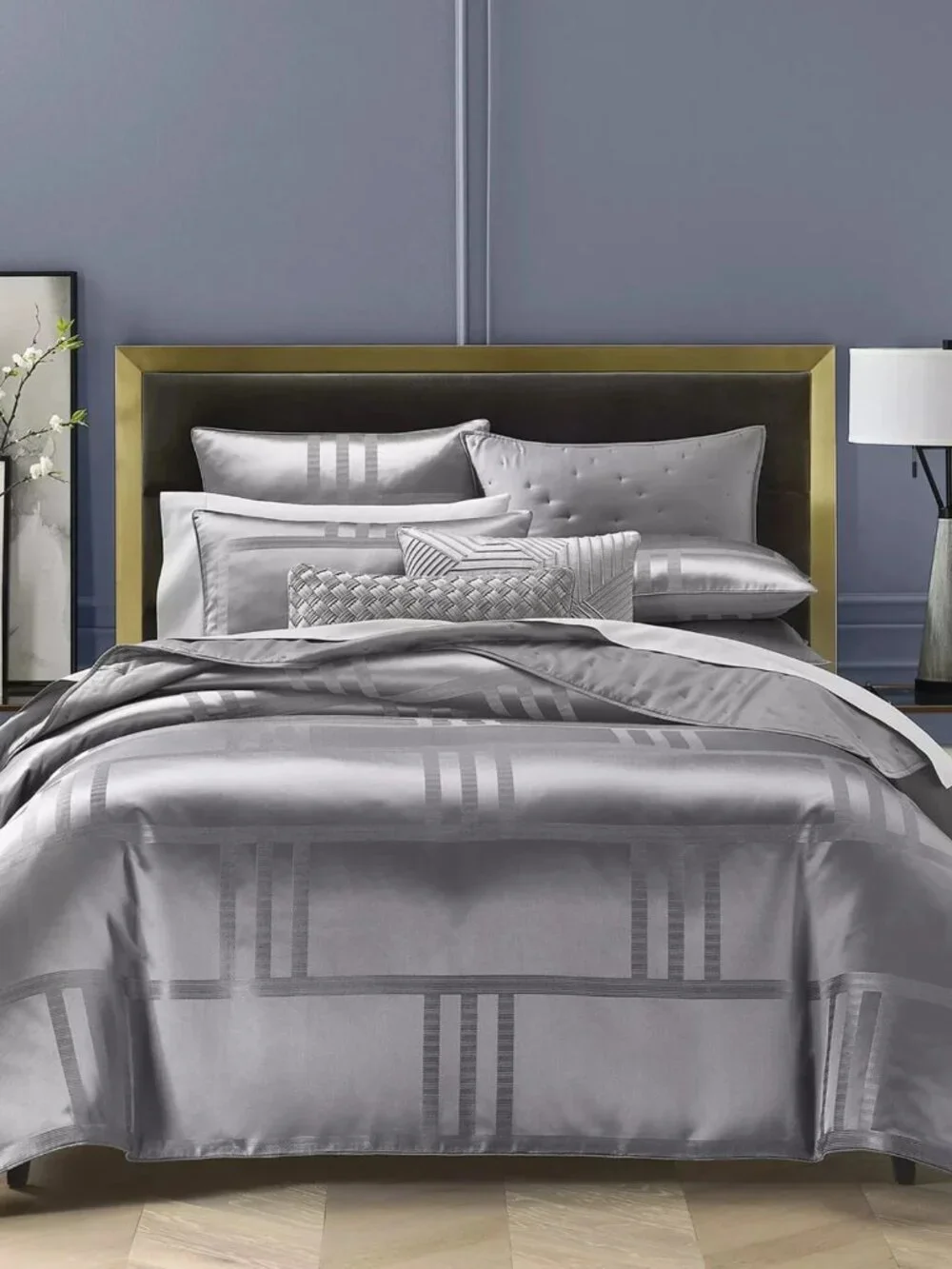 Hotel Collection Structure Charcoal 3 Pc Duvet Cover Set King Geometric - $625